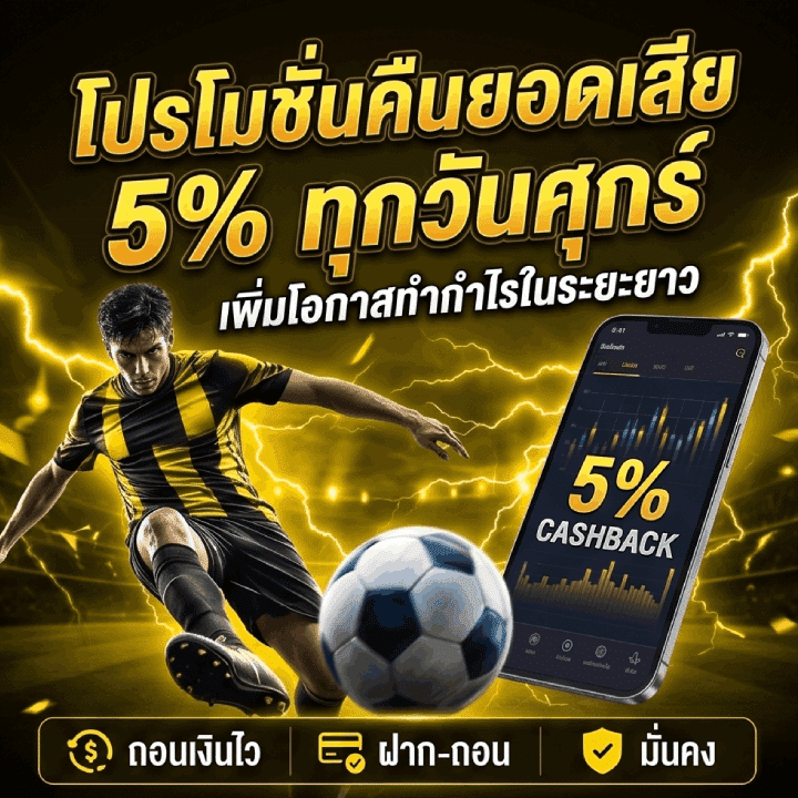 โปรโมชั่นคืนยอดเสีย 5% ทุกวันศุกร์